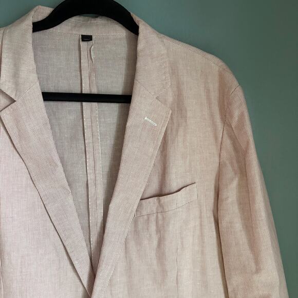 J. CREW Ludlow Somelos Men's 44 Regular NWOT Red Striped Cotton Blazer Casual - Picture 9 of 12